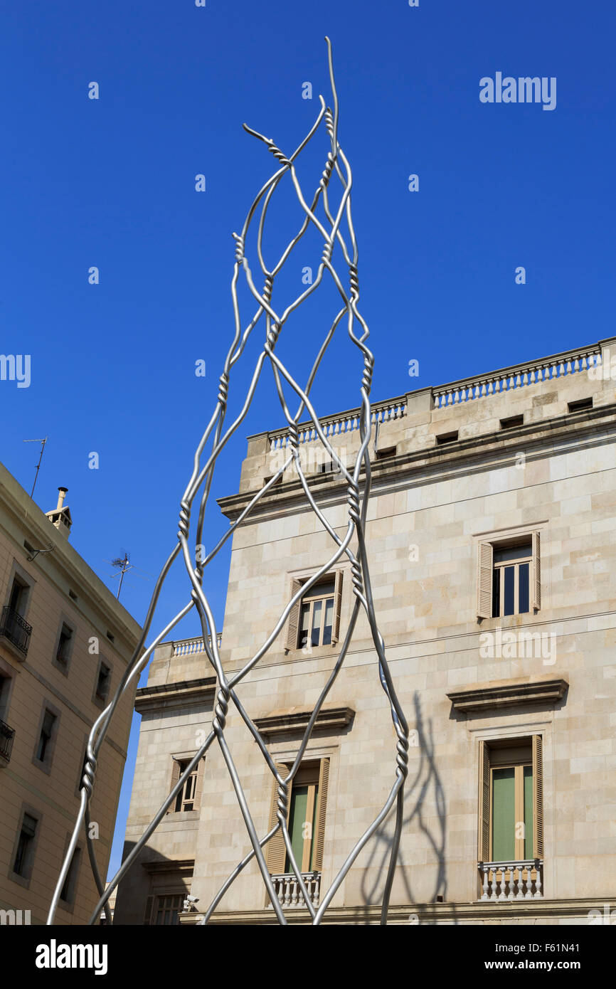 Antoni Llena's Monument imposant, Plaça de Sant Miguel, Barri quartier gothique, Barcelone, Catalogne, Espagne, Europe Banque D'Images