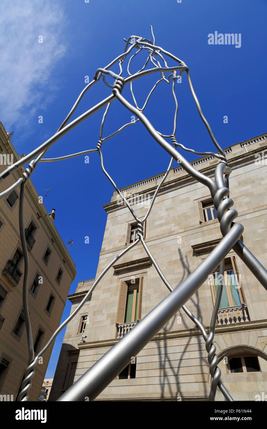 Antoni Llena's Monument imposant, Plaça de Sant Miguel, Barri quartier gothique, Barcelone, Catalogne, Espagne, Europe Banque D'Images