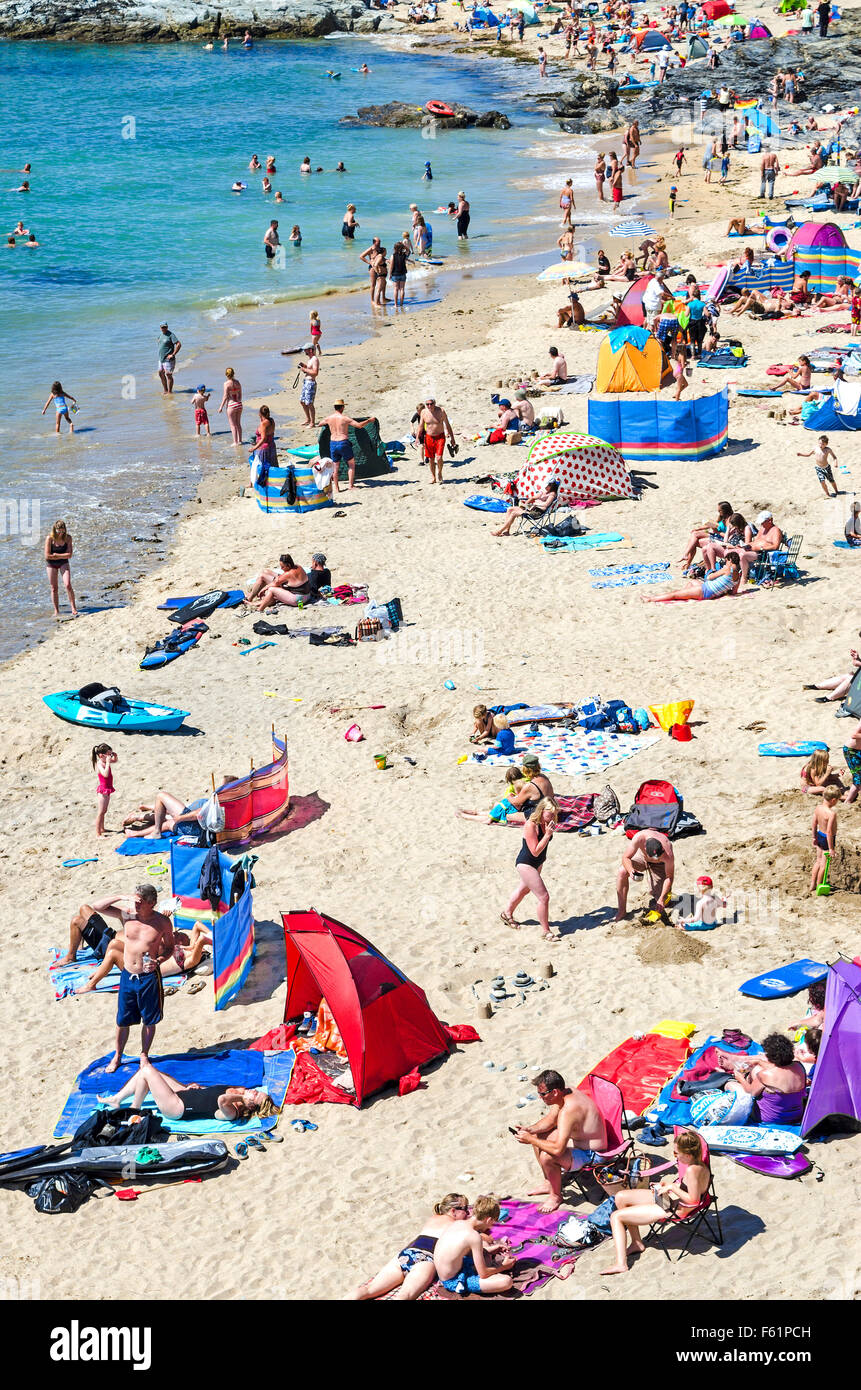 L'été au Godrevy plage près de Hayle en Cornouailles, Royaume-Uni Banque D'Images