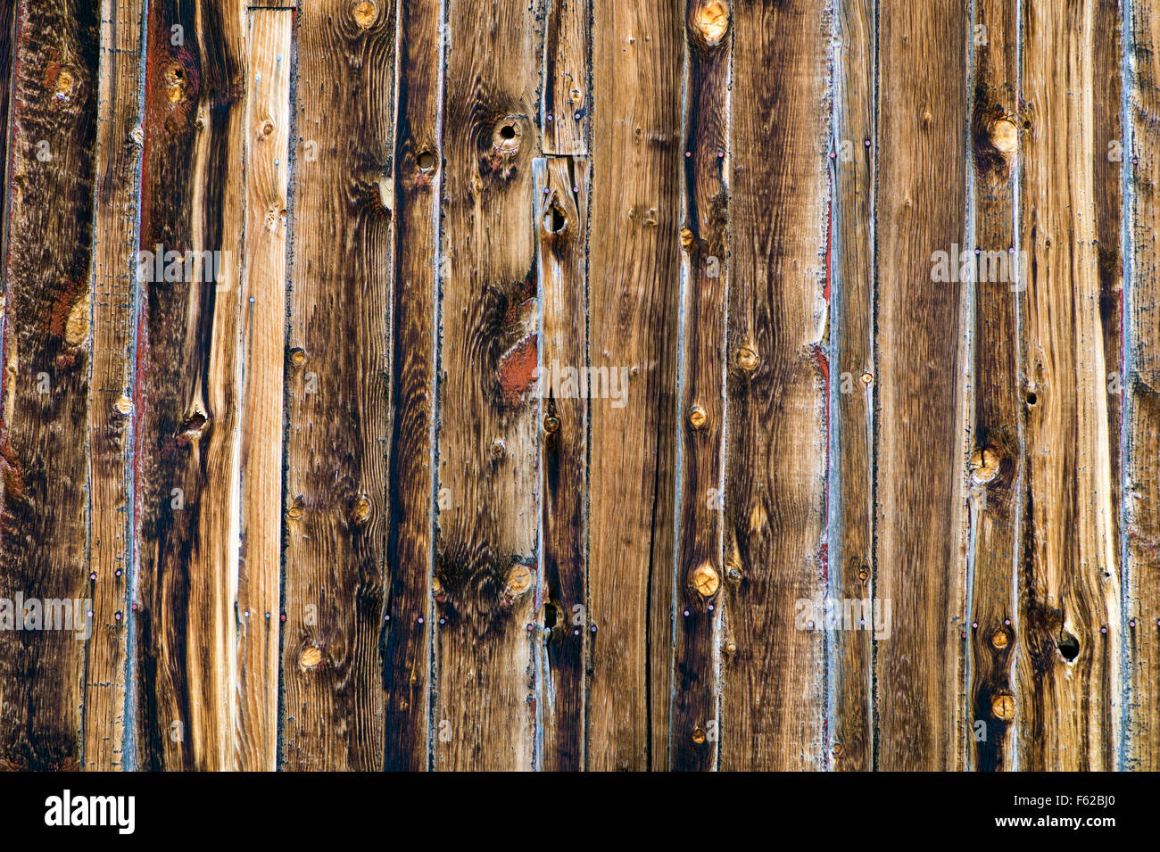Close-up of historic Thomas Murphy barn siding ; Moulton Homestead (c 1910) ; Mormon Row Historic District ; Le Grand Teton Nat'l. Pk Banque D'Images