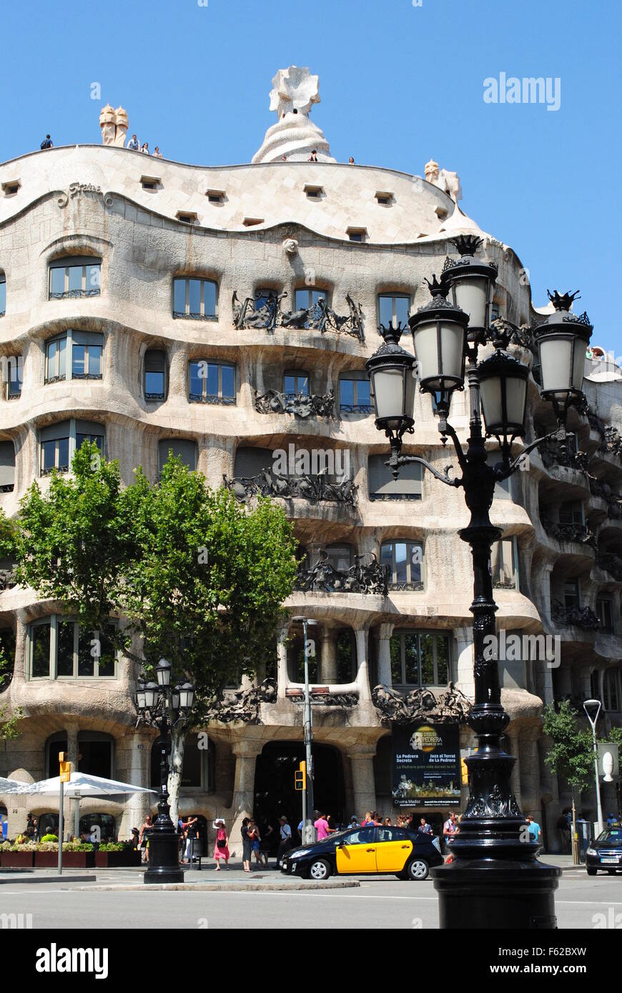 Bâtiment moderniste Casa Milla par Antoni Gaudi, Barcelone, Espagne Banque D'Images