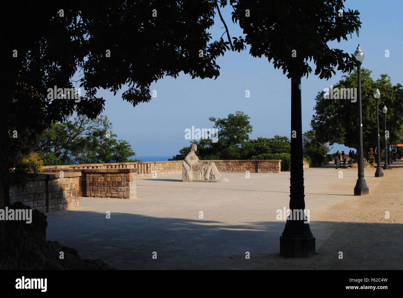 Jardins près de château de Montjuic, Barcelone, Espagne Banque D'Images