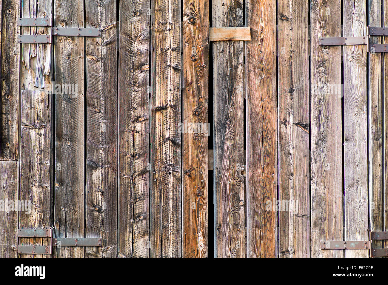 Close-up of historic Thomas Murphy barn siding ; Moulton Homestead (c 1910) ; Mormon Row Historic District ; Le Grand Teton Nat'l. Pk Banque D'Images