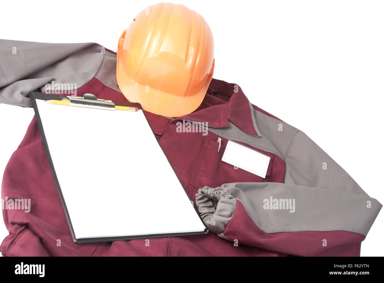 Close-up de service uniforme et l'homme presse-papiers isolated on white Banque D'Images