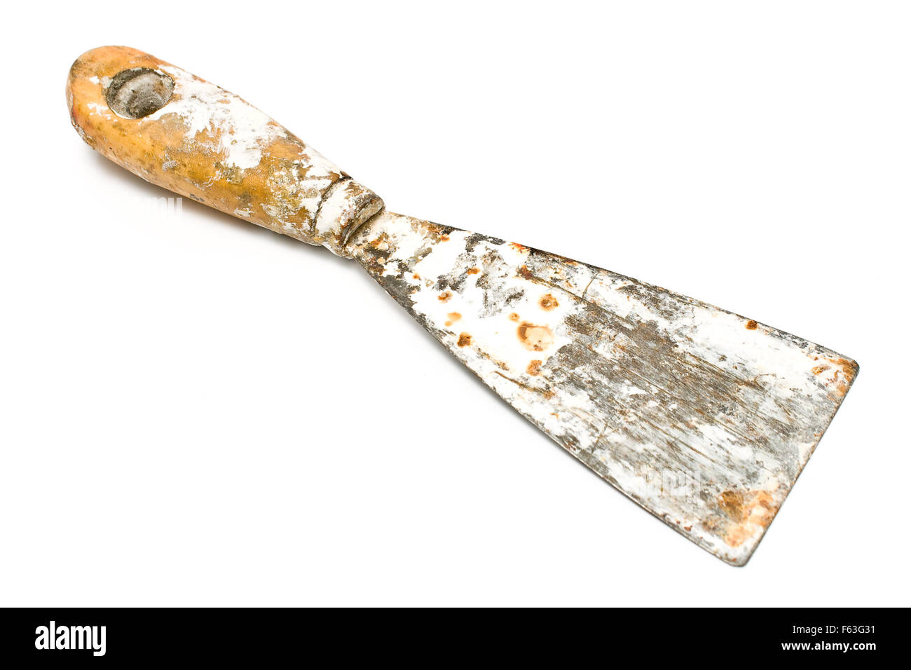Rusty spatule sale outil racleur isolated on white Banque D'Images