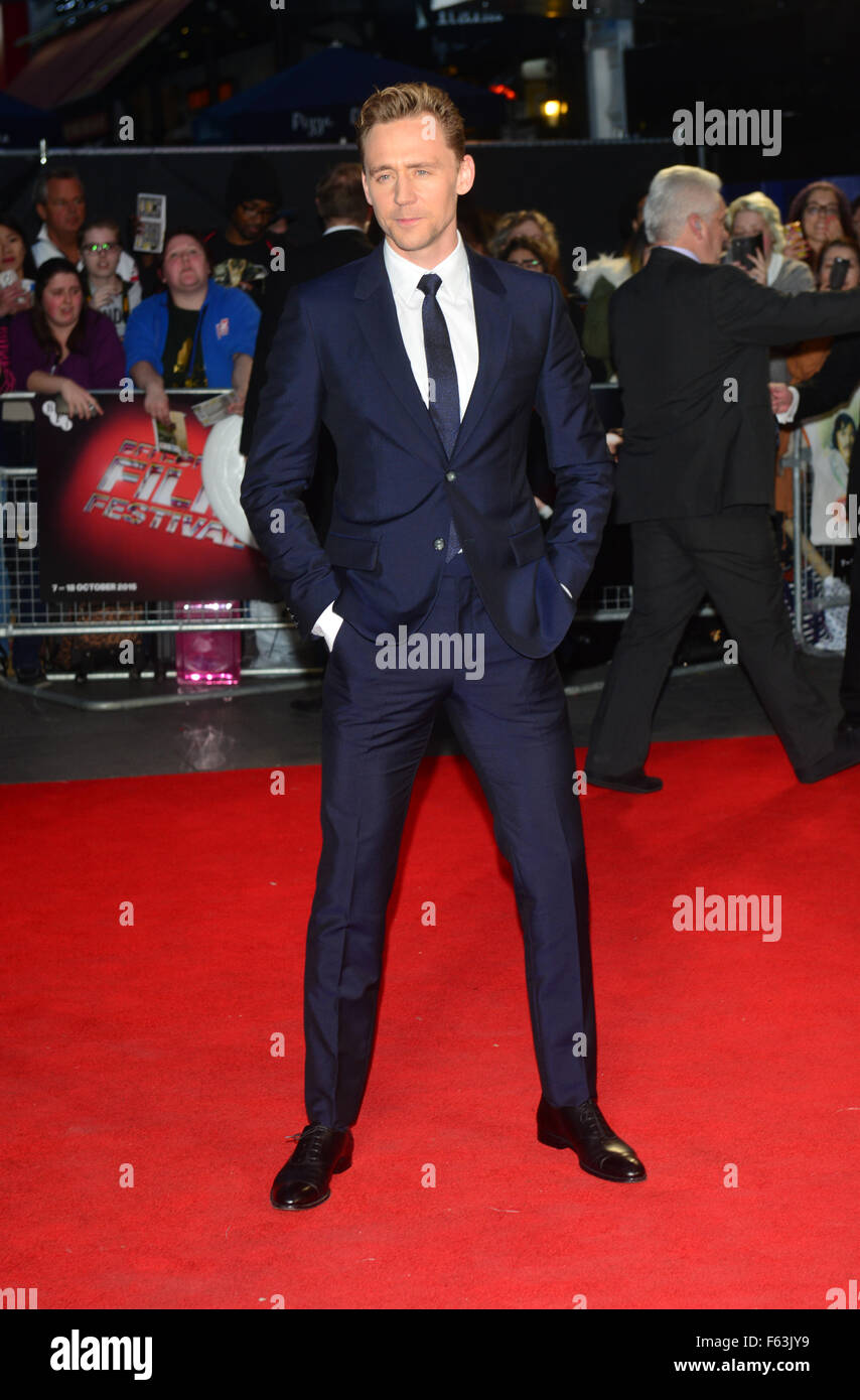 BFI London Film Festival à grande hauteur - Gala du Festival et première à l'Odeon Leicester Square - Arrivées avec : Tom Hiddleston Où : London, Royaume-Uni Quand : 09 Oct 2015 Banque D'Images