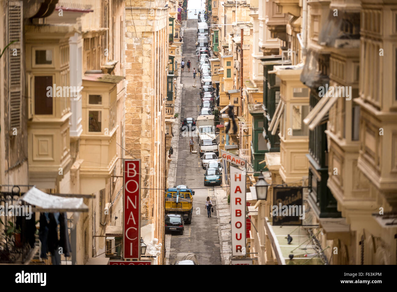 Le célèbre balcon de La Valette à Malte. Banque D'Images