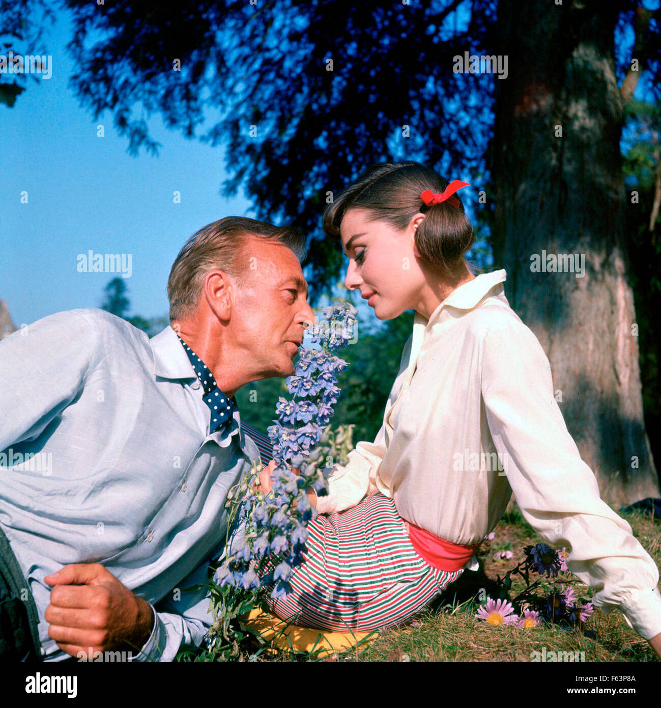 L'AMOUR DANS L'APRÈS-MIDI 1957 Allied Artists film avec Audrey Hepburn et  Gary Cooper le tournage au château de Vitry, Gambais Photo Stock - Alamy