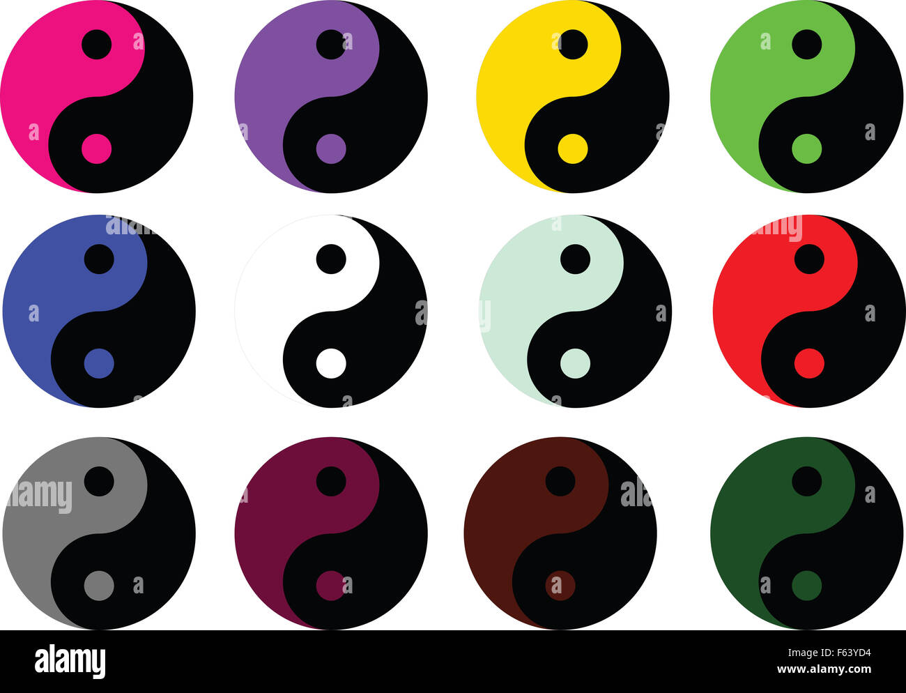 Icône symbole Yin Yang - vector illustration couleur Banque D'Images