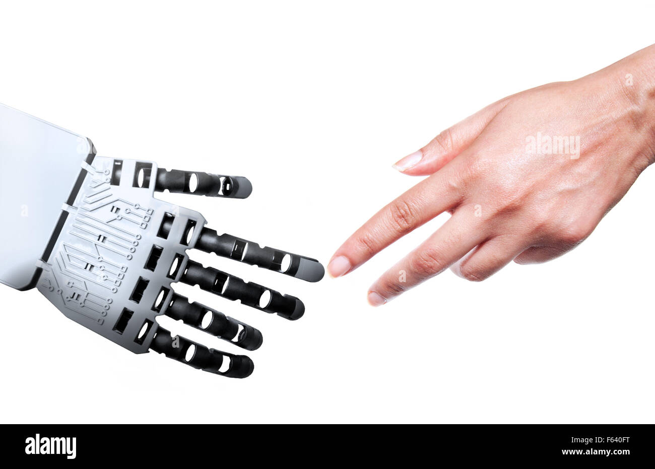 Robot et de l'index touchant Banque D'Images