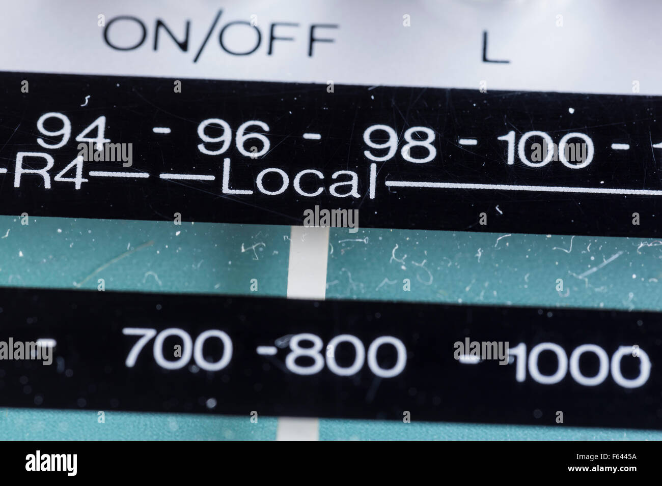 Une ancienne molette de syntonisation radio rayée, Royaume-Uni Banque D'Images