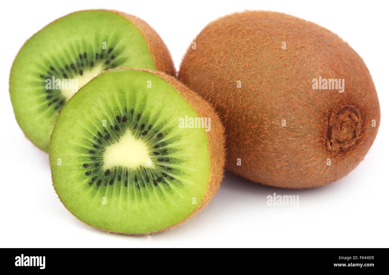 Les kiwis sur fond blanc Banque D'Images