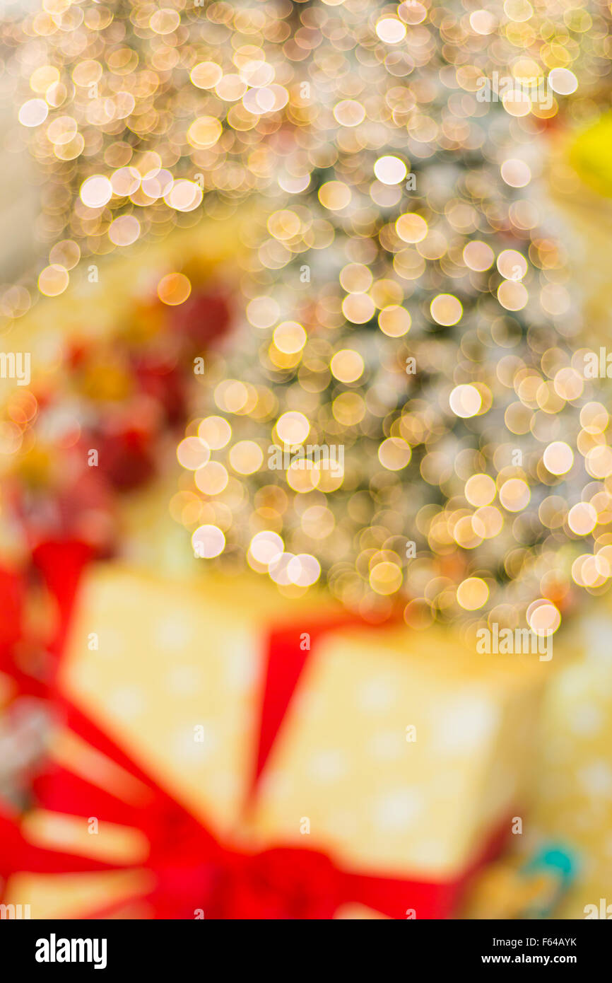 Résumé fond de Noël avec des lumières de flou artistique Banque D'Images