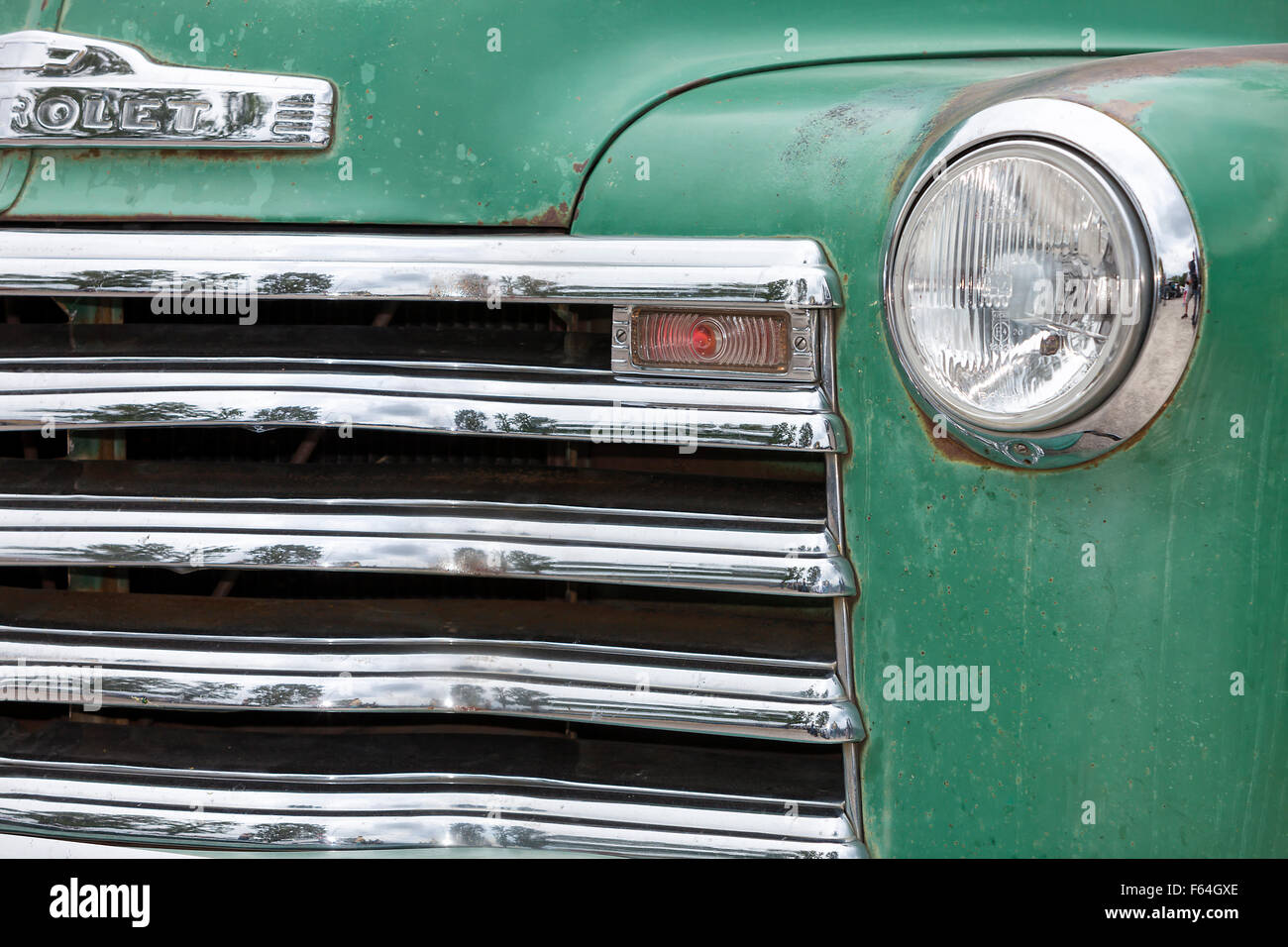 American Vintage car, close-up de détail avant de Chevrolet Banque D'Images