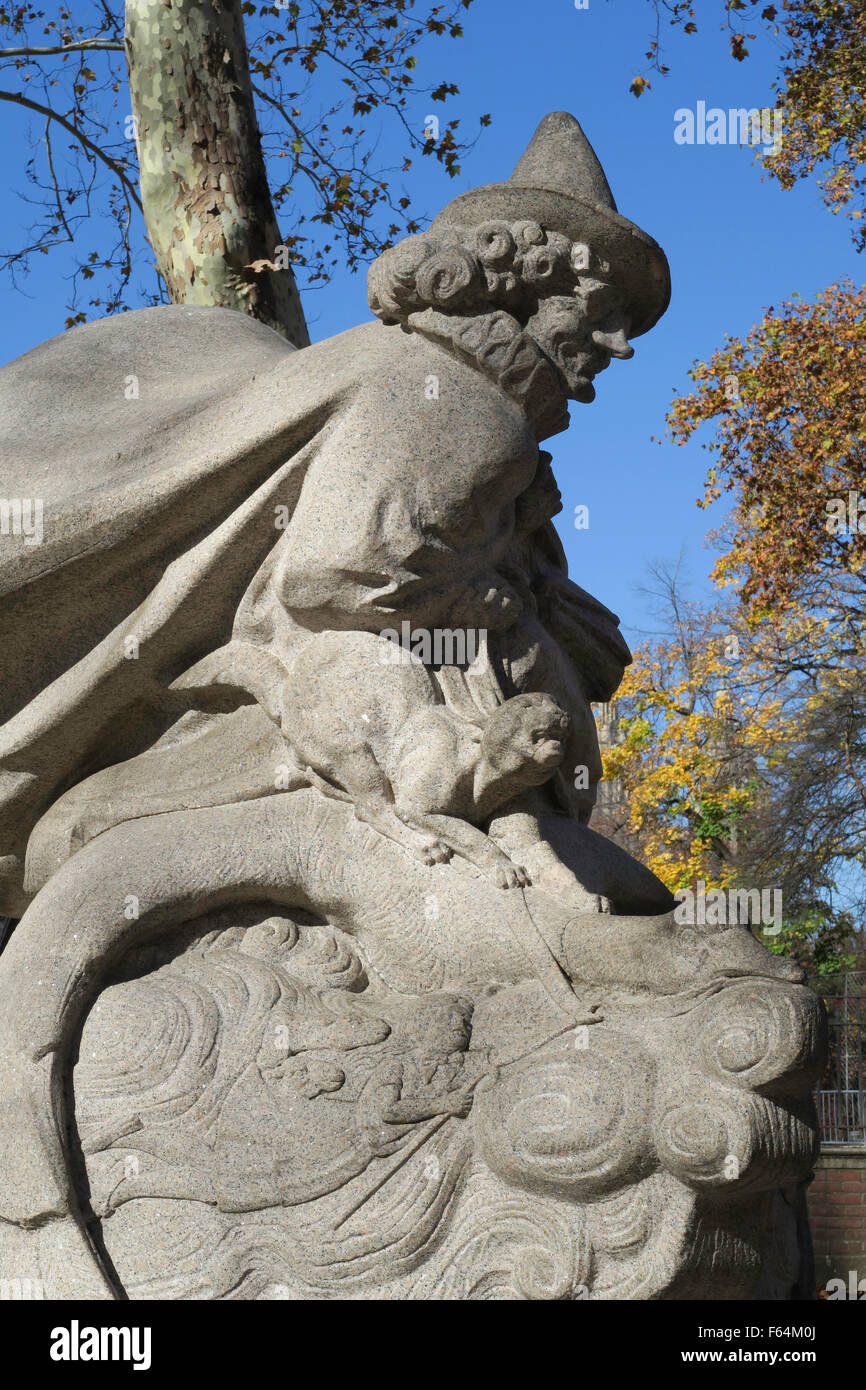 Statue de la mère l'OIE, Central Park en automne, NYC Banque D'Images