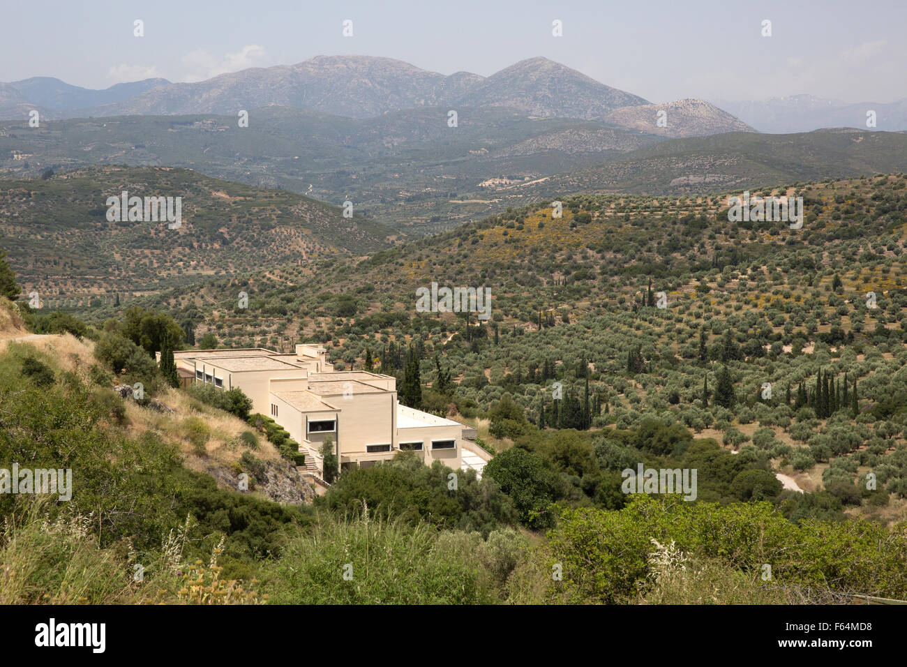 Musée Archéologique et d'un centre d'interprétation sur le site historique de Mycènes, la Grèce sur le Péloponnèse Banque D'Images