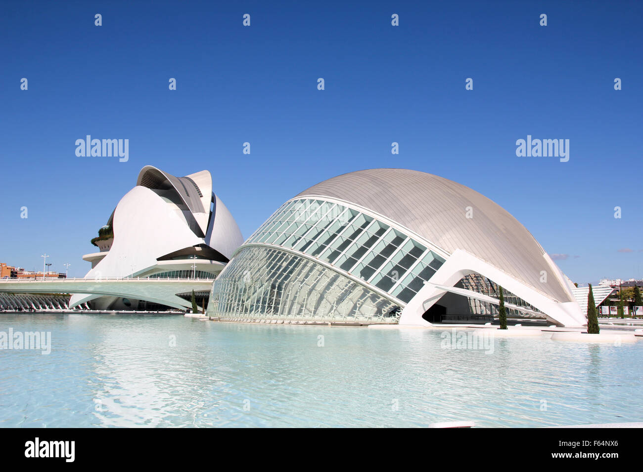 Détail de la Cité des Arts et des Sciences de Valence, en Espagne. Banque D'Images