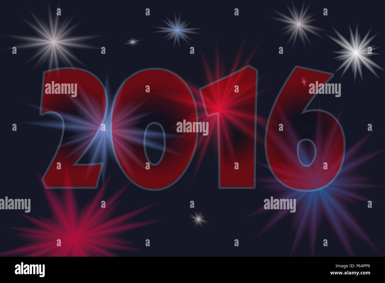 Bonne année 2016 l'illustration vectorielle avec Fireworks. Banque D'Images