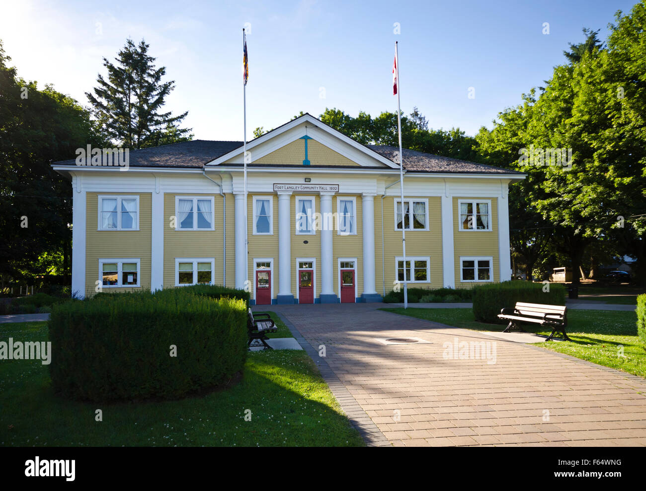 Salle communautaire dans la ville historique de Fort Langley, BC, Canada Banque D'Images