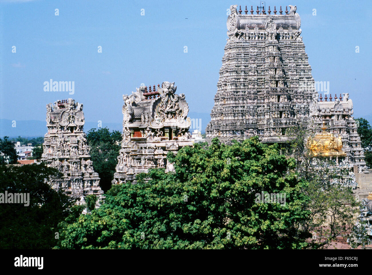 Vue de temple Meenakshi à Madurai, Tamil Nadu, Inde Banque D'Images