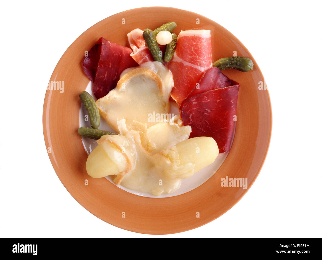 Assiette de raclette Banque D'Images