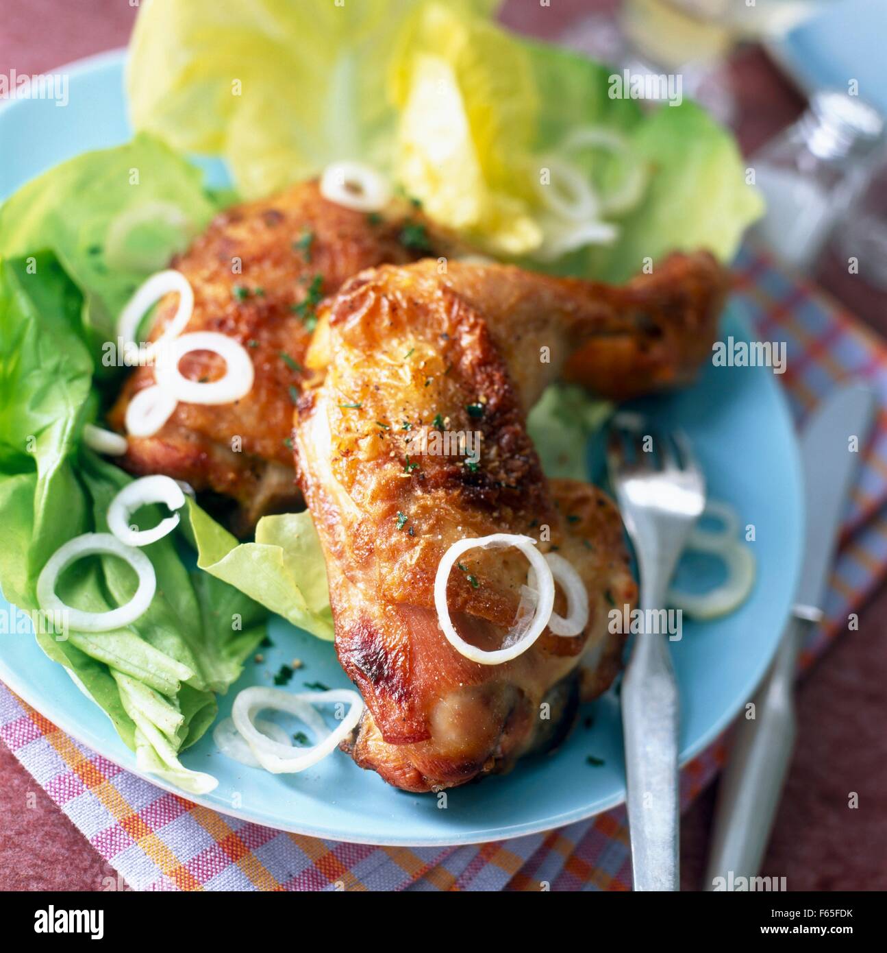 Cuisses de poulet rôti Banque D'Images