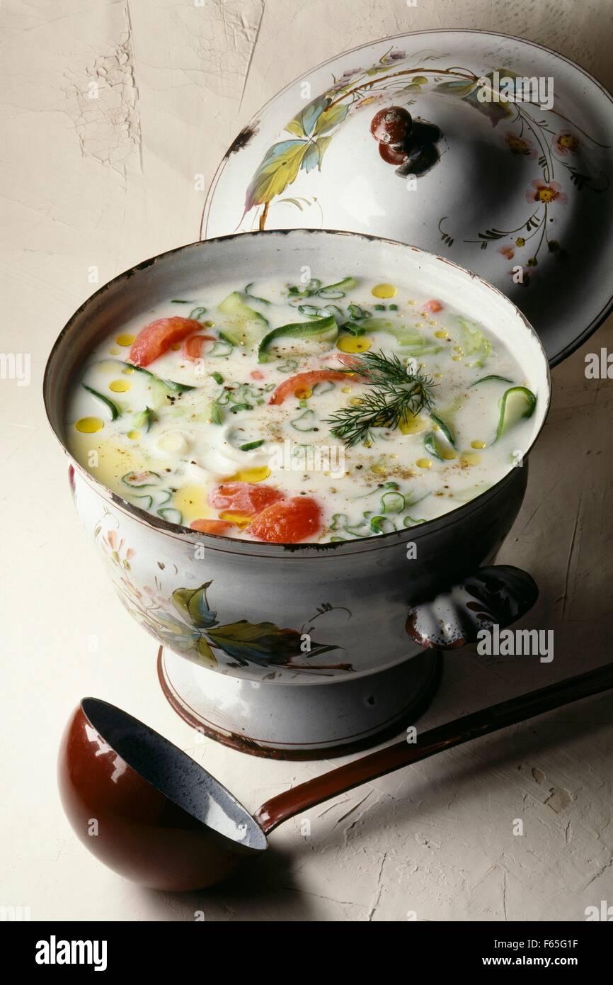 Soupe de tomates et yaourt cucmber Banque D'Images