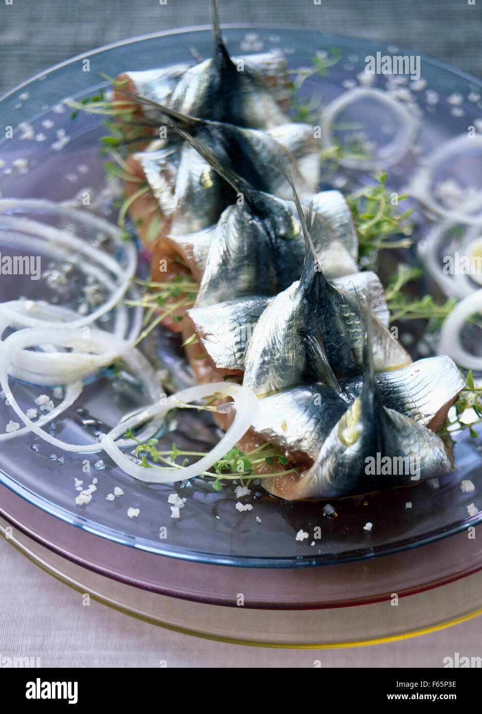 Sardines farcies et roulées Banque D'Images