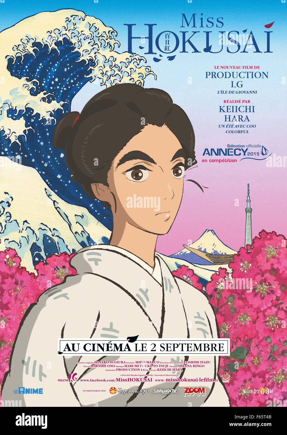 Mlle Hokusai Sarusuberi : Mlle Hokusai Année : 2015 Réalisateur : Keiichi Hara Japon affiche de film d'Animation (Fr) Banque D'Images