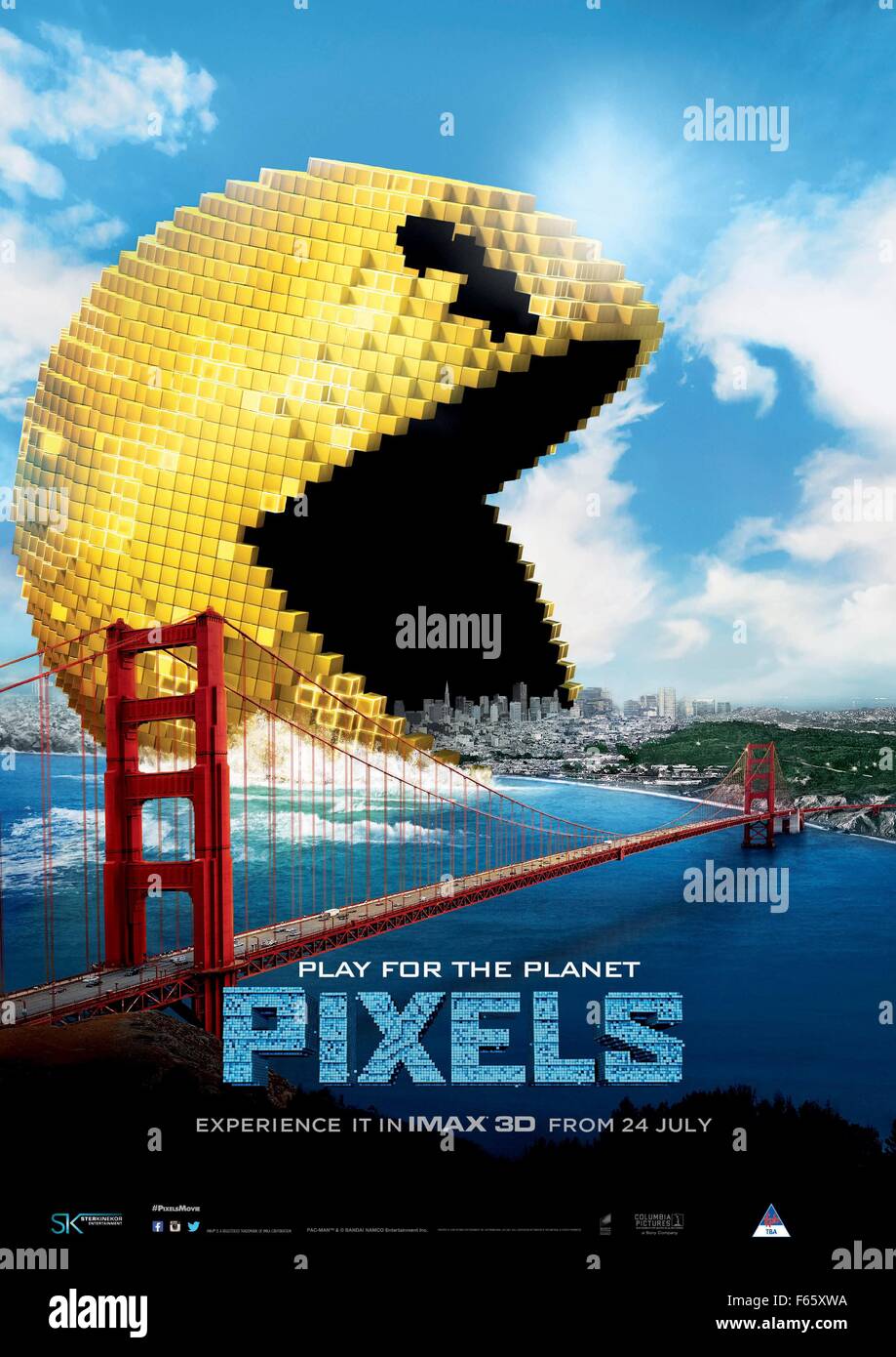 Pixels Année : 2015 USA / Chine Réalisateur : Chris Columbus Film poster (USA) Banque D'Images