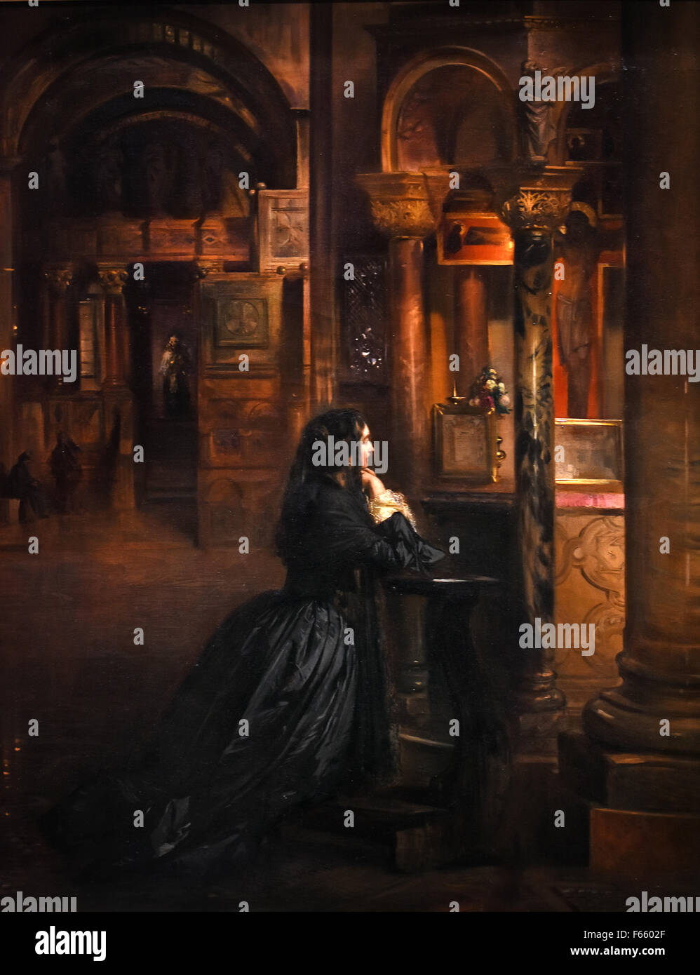 Femme en prière à Saint-Marc de Venise - femme en prière à St Mark's à Venise par Ernest Meissonier 1815 - 1891 France Banque D'Images