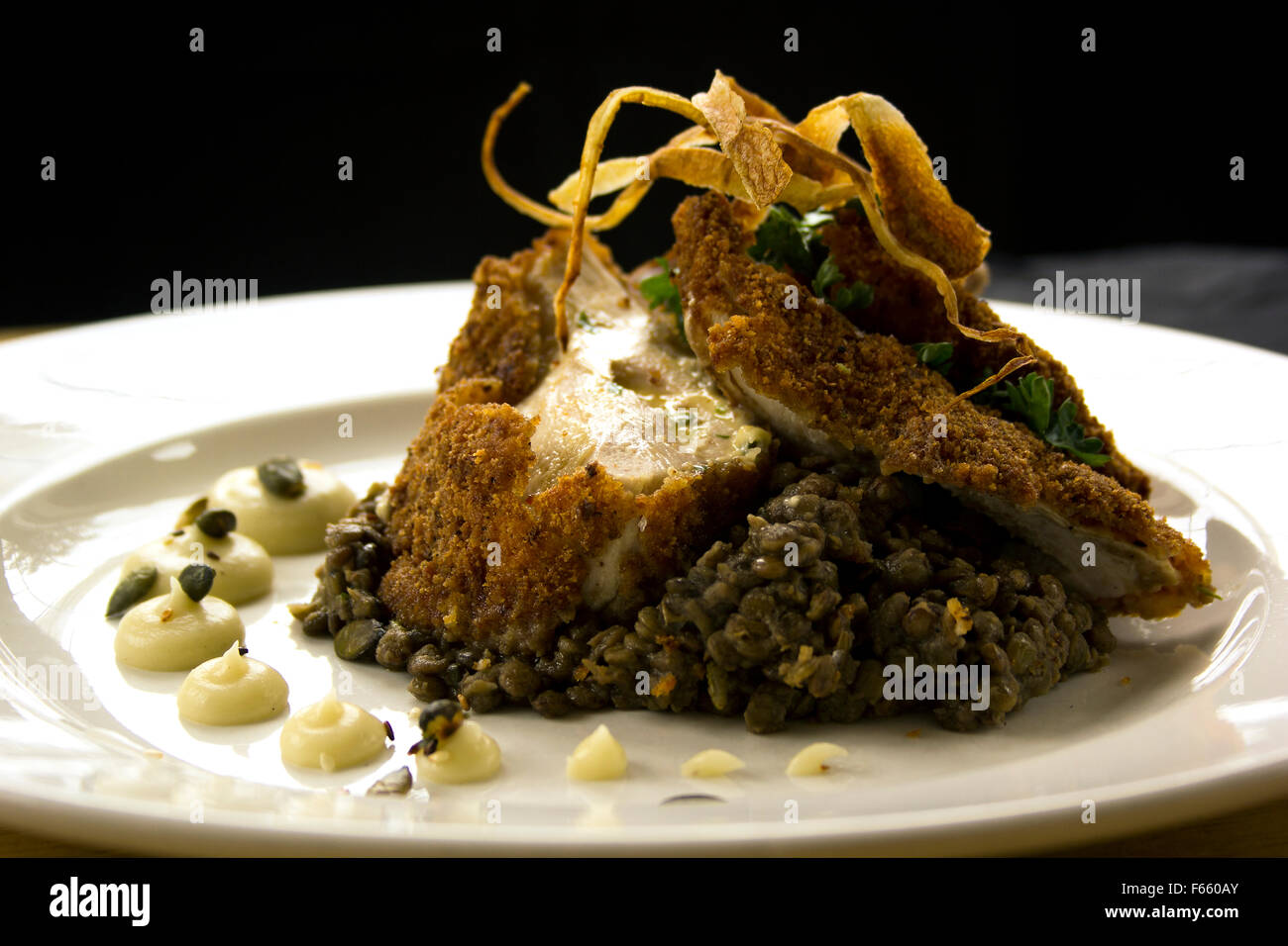 Une assiette de nourriture pour un pub Banque D'Images