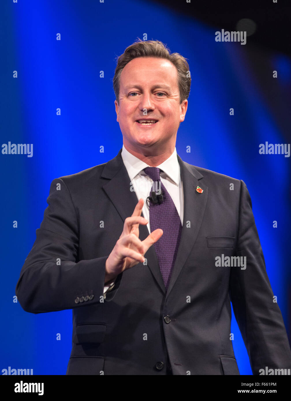 David Cameron, premier ministre,parle à la conférence annuelle de l'IBC au centre de Londres Banque D'Images