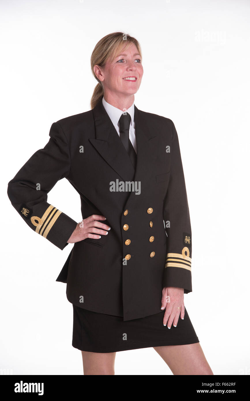 Commandant Lt femme en uniforme d'officier de marine Banque D'Images