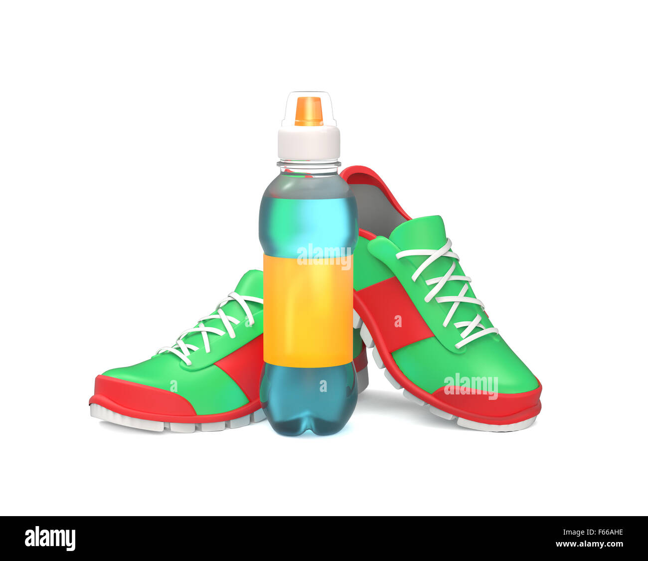 Des chaussures de course avec une bouteille Banque D'Images