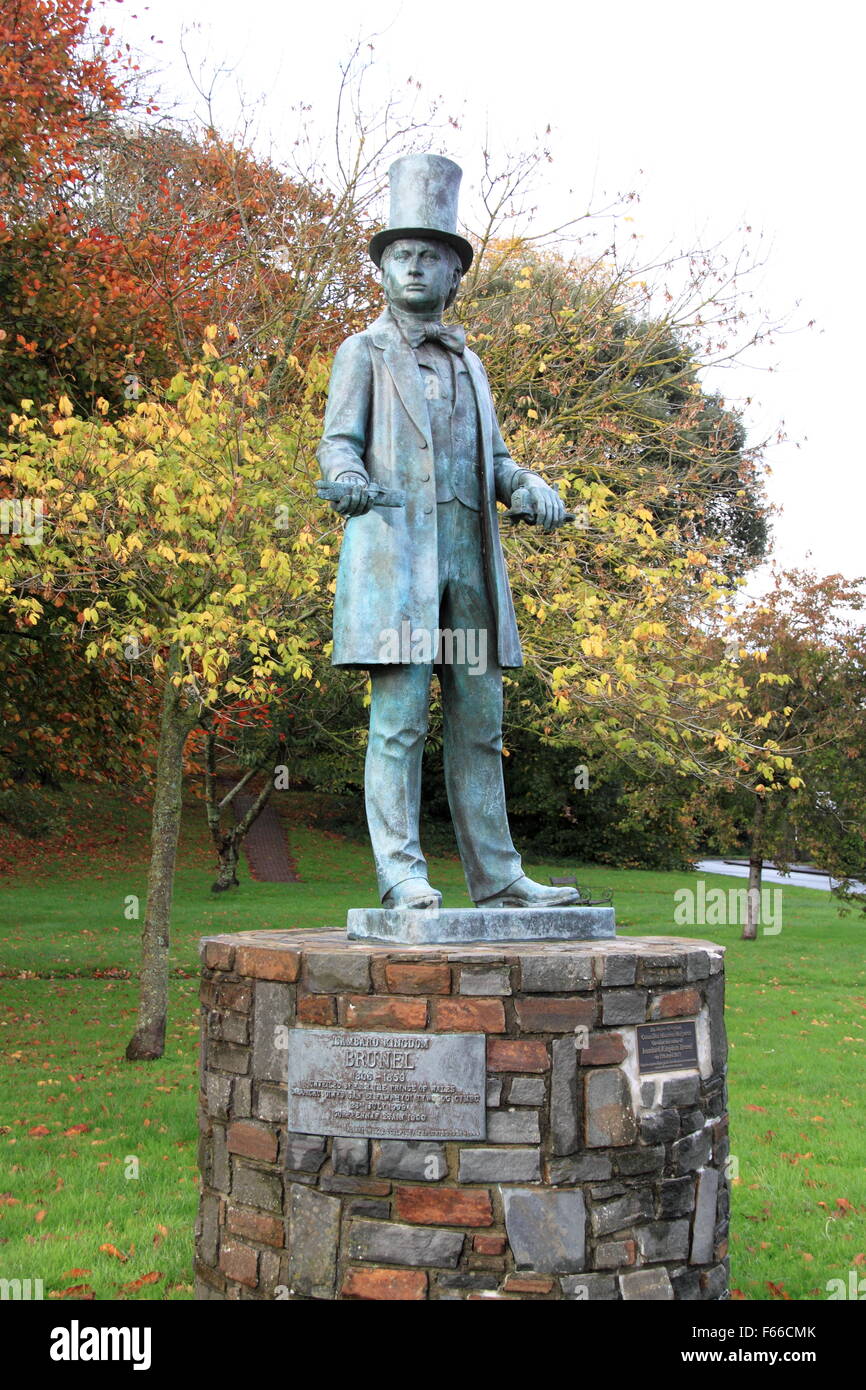 Isambard Kingdom Brunel statue, front de Neyland, Pembrokeshire, Pays de Galles, Dyfed, Grande-Bretagne, Royaume-Uni Royaume-Uni, Europe Banque D'Images
