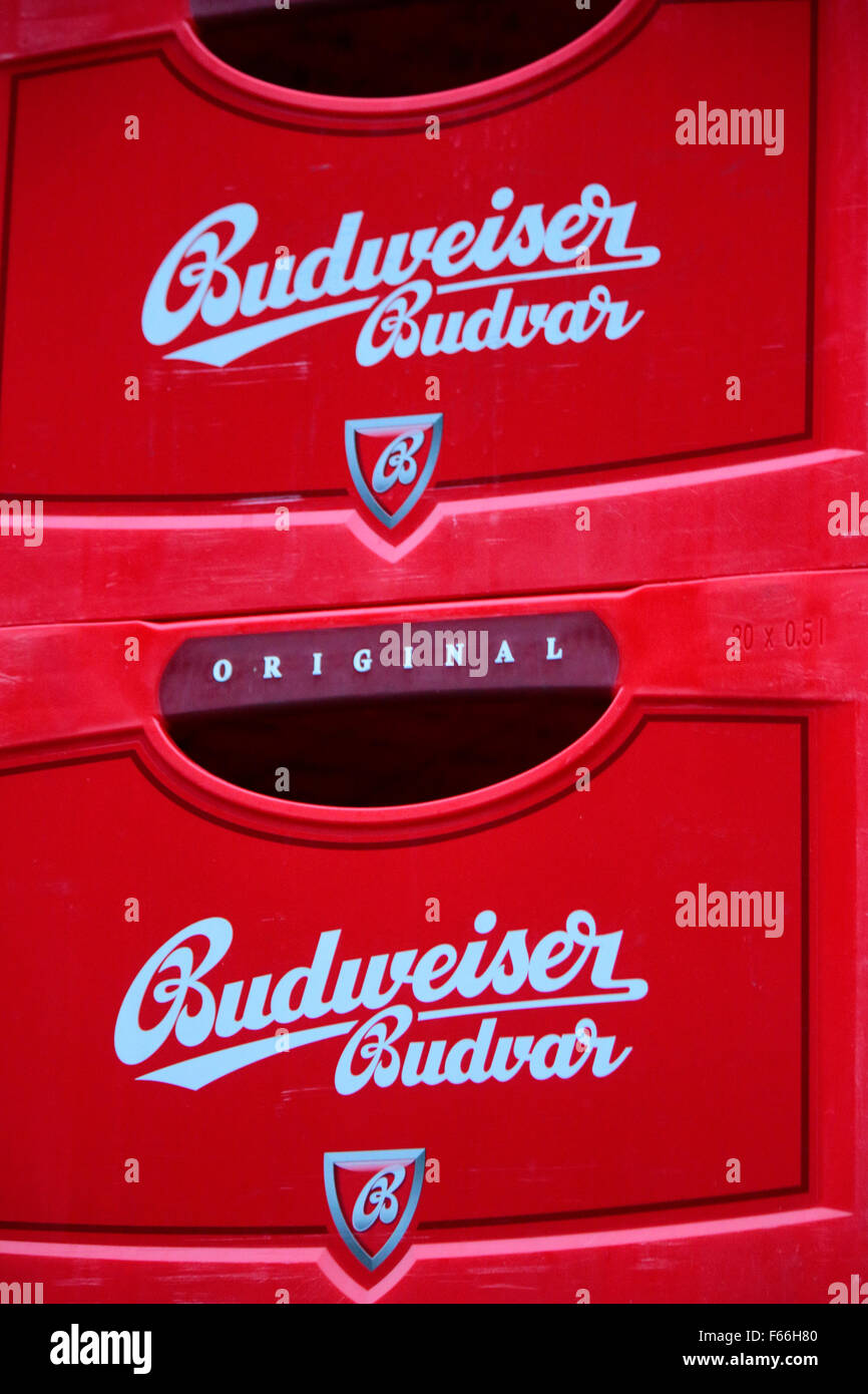 Markennamen : 'Budweiser Budvar", Berlin. Banque D'Images