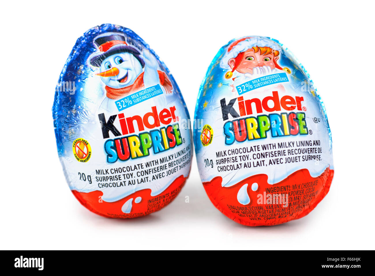 Chocolat aux oeufs Kinder Surprise Banque D'Images
