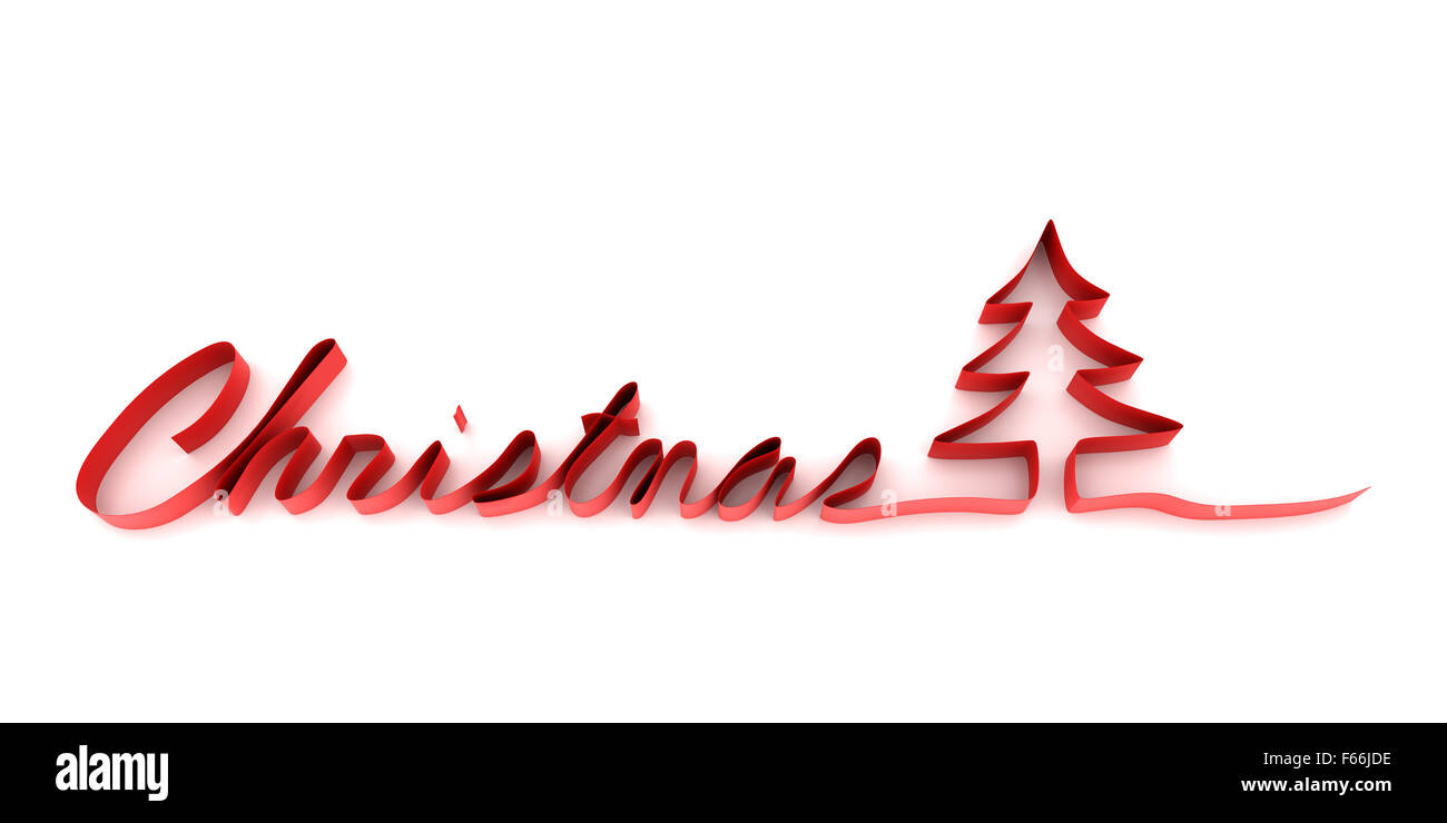 Le mot formant ruban et l'arbre de Noël de Noël Banque D'Images