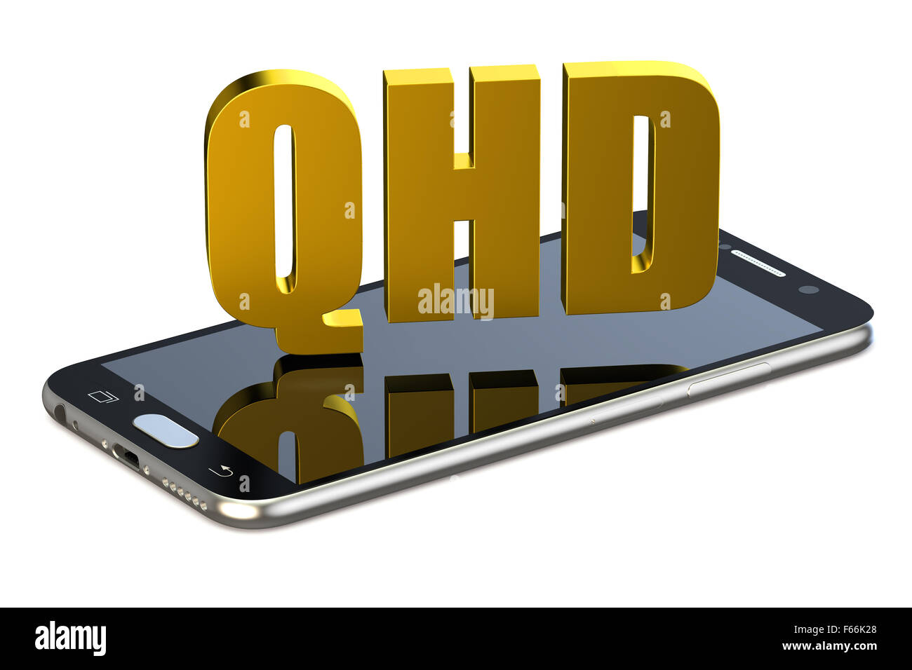 Concept QHD smartphone avec isolé sur fond blanc Banque D'Images