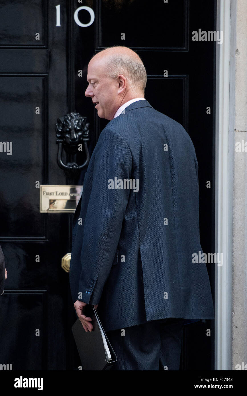 Ministres de participer à une réunion du Cabinet au 10 Downing Street avec : Chris Grayling Où : London, Royaume-Uni Quand : 13 Oct 2015 Banque D'Images