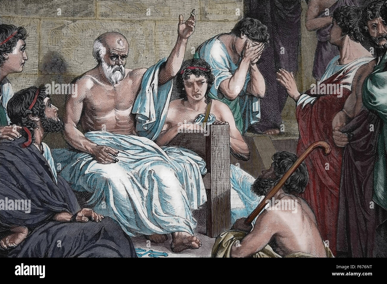 Socrates  C.469-399 Av. J.-C. . Philosophe Grec Classique. La Mort De Socrate Il A Ete Condamne A Mourir En Buvant La Cigue La Gravure 19e Siecle Image220260838
