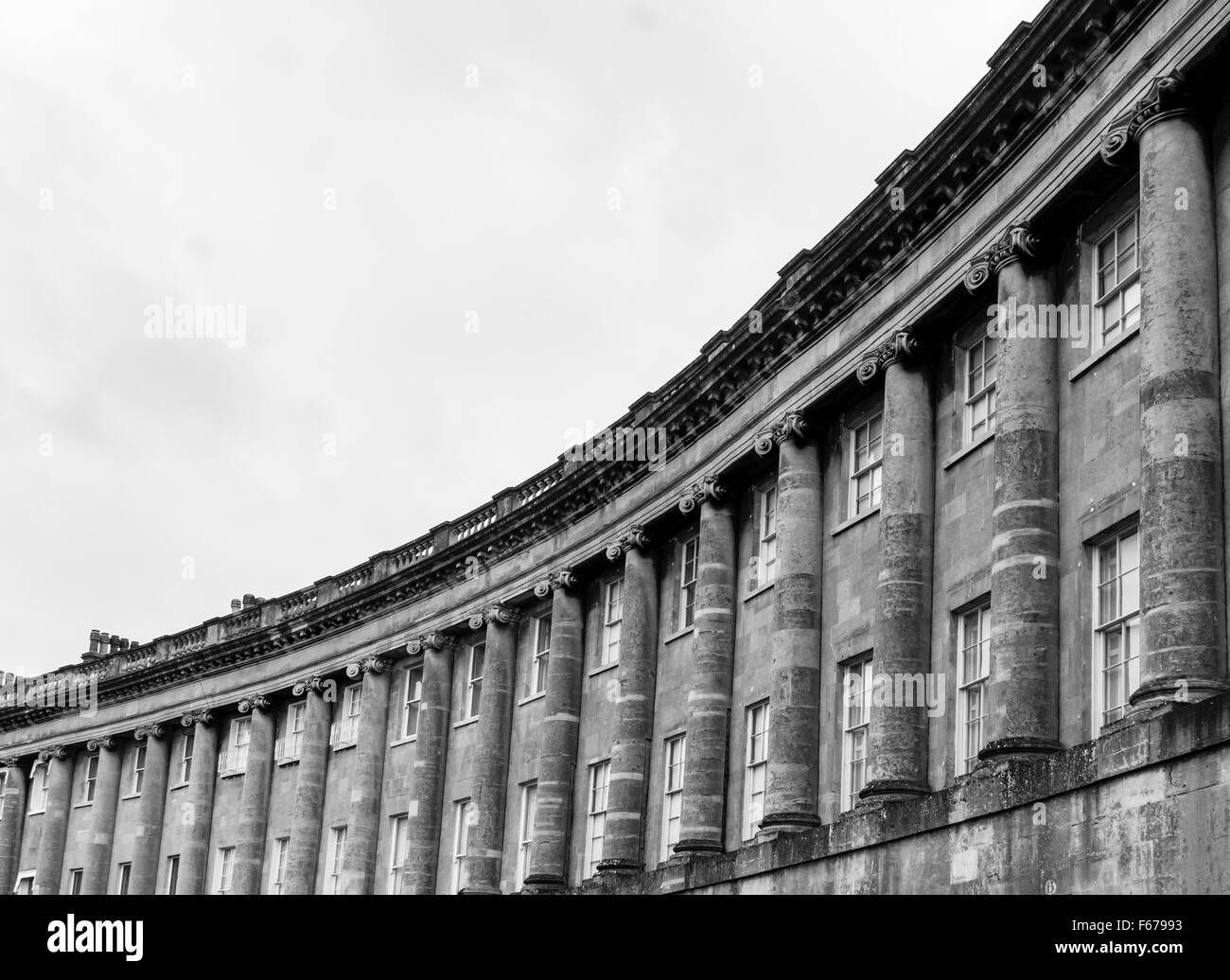 Royal Crescent, Bath en noir et blanc Banque D'Images