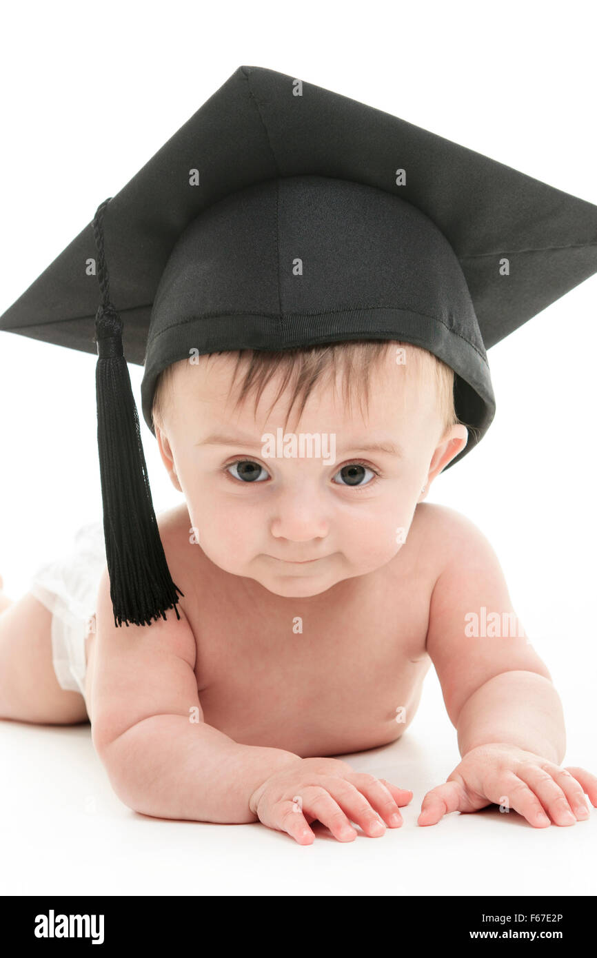 Portrait d'un coin bébé avec une graduation cap Banque D'Images