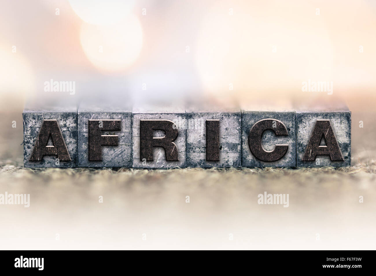 Le mot 'AFRIQUE' écrit en encre vintage type letterpress vitrail. Banque D'Images