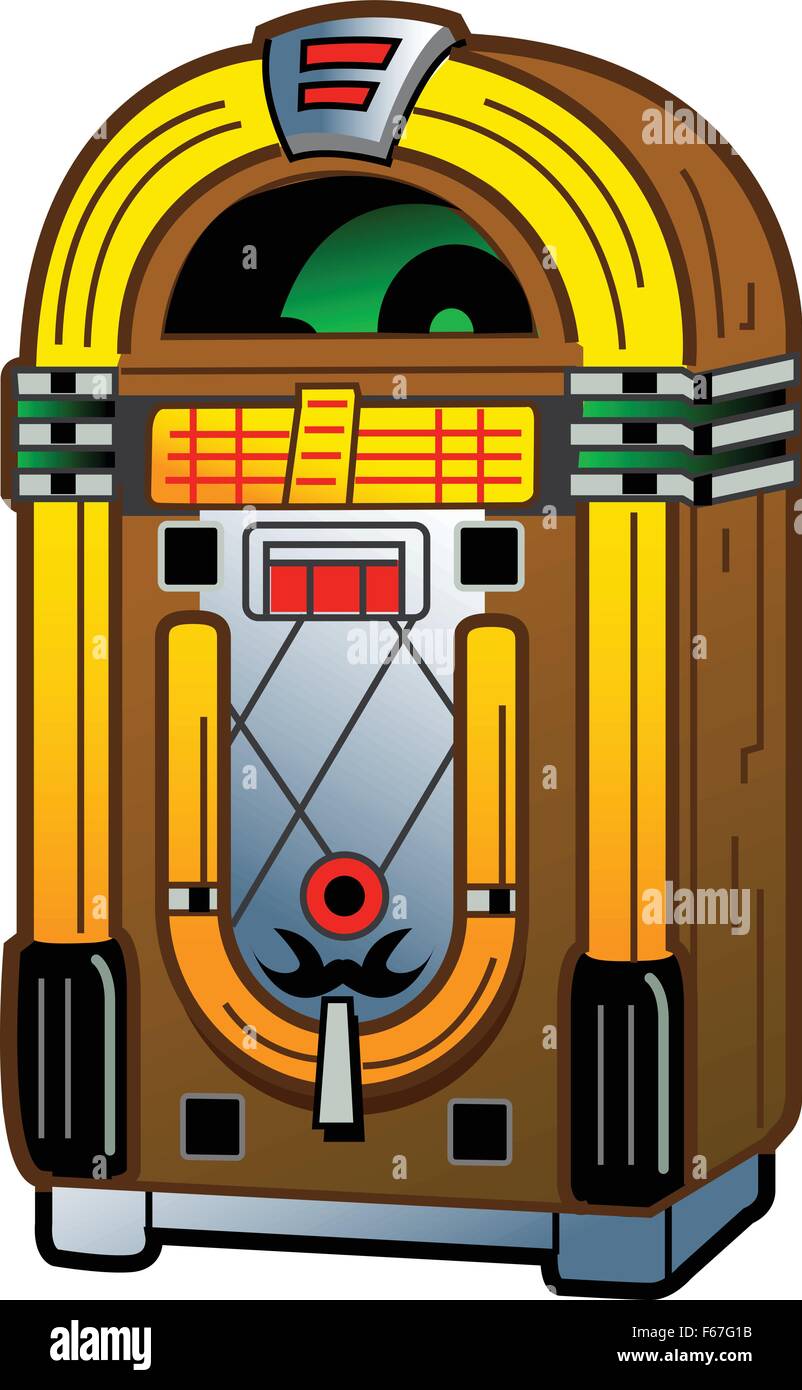 Cartoon Illustration d'un Jukebox Antique Vintage Illustration de Vecteur