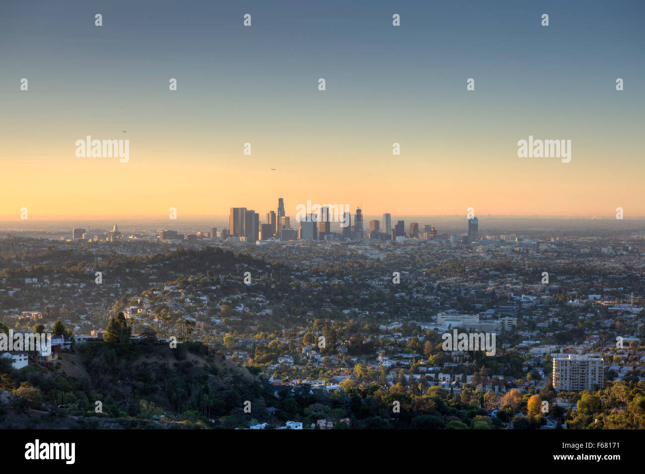 La ville de Los Angeles à l'aube. Banque D'Images