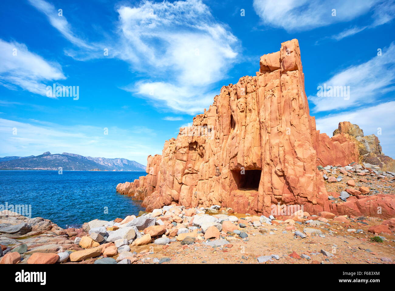 Arbatax, Red Rocks, Golfo di Orosei, Sardaigne, île, Italie Banque D'Images