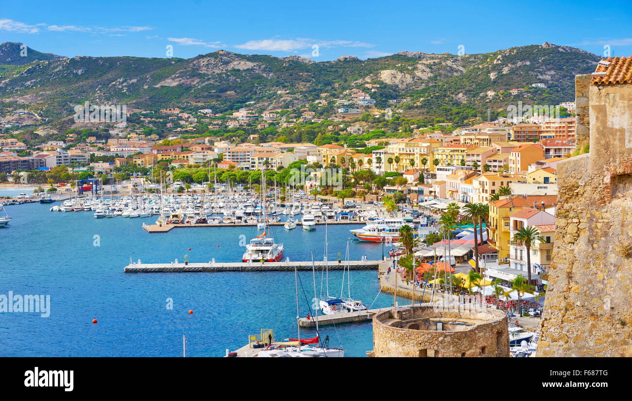 Port de plaisance de Calvi, Balagne, Corse, côte ouest de l'Île, France Banque D'Images