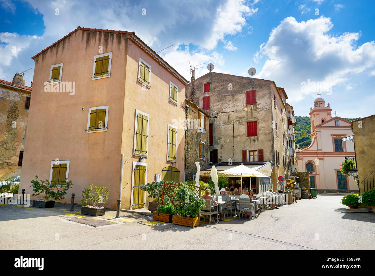 Les calanche de Piana, Village, Golfe de Porto, Corse, France, l'UNESCO Banque D'Images